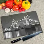 Glass Chopping Board - Worktop Saver In Tower Bridge In B&W