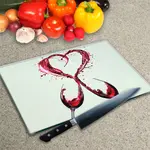 Glass Chopping Board - Worktop Saver In Wine Splash Heart