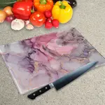 Glass Chopping Board - Worktop Saver In Liquid Pink Marble