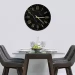 Glass Clock in Black Gold Veins - 30cm Wide