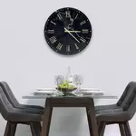 Glass Clock in Black Marble - 30cm Wide