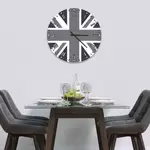 Glass Clock in Grey Union Jack - 30cm Wide
