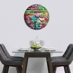 Glass Clock in Rainbow Brick Wall - 30cm Wide