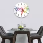 Glass Clock in Rainbow Smoke on White - 30cm Wide