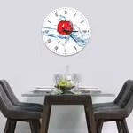 Glass Clock in Red Apple Splash - 30cm Wide