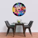 Glass Clock With Skeleton Frame in Colour Fusion on Black - 70cm Wide
