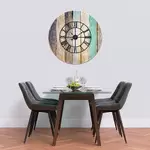 Glass Clock With Skeleton Frame in Colour Wood - 100cm Wide