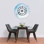 Glass Clock With Skeleton Frame in Dandelion Flower - 100cm Wide
