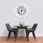 Glass Clock With Skeleton Frame in Grey Italian Granite - 50cm Wide