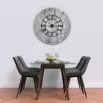 Glass Clock With Skeleton Frame in Grey Marble - 100cm Wide