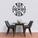 Glass Clock With Skeleton Frame in Grey Union Jack - 100cm Wide