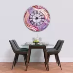 Glass Clock With Skeleton Frame in Liquid Amethyst - 50cm Wide
