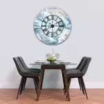 Glass Clock With Skeleton Frame in Liquid Aqua - 100cm Wide