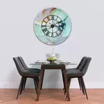 Glass Clock With Skeleton Frame in Liquid Aquamarine - 100cm Wide