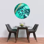 Glass Clock With Skeleton Frame in Liquid Emerald - 70cm Wide