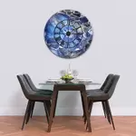 Glass Clock With Frame in Liquid Galaxy - 100cm Wide
