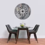 Glass Clock With Skeleton Frame in Liquid Grey - 50cm Wide