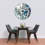 Glass Clock With Skeleton Frame in Liquid Ocean - 100cm Wide