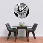 Glass Clock With Skeleton Frame in Liquid Onyx - 100cm Wide
