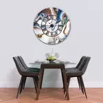 Glass Clock With Skeleton Frame in Liquid Pearl - 70cm Wide