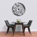 Glass Clock With Skeleton Frame in Liquid Silver - 100cm Wide