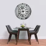 Glass Clock With Skeleton Frame in Marble - 100cm Wide