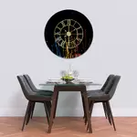 Glass Clock With Skeleton Frame in Paint Splash - 100cm Wide