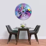 Glass Clock With Skeleton Frame in Rainbow Rain Mountain - 100cm Wide