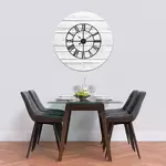 Glass Clock With Skeleton Frame in White Wood - 100cm Wide