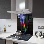 Rainbow Smoke - Kitchen Glass Splashback With Fixing Holes - 75cm Wide x 60cm High
