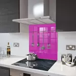 Fuchsia Pink with Utensil Rail - Glass Splashback - 100cm Wide x 75cm High