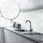 Acrylic Splashback Glitter - Painted In High Gloss White - 3mm sample