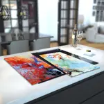 Glass Hob Cover / Chopping Board in Abstract Sky - 60cm Wide x 52cm High