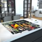 Glass Hob Cover / Chopping Board in Asian Spice - 60cm Wide x 52cm High