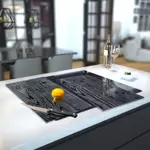 Glass Hob Cover / Chopping Board in Black Ash - 60cm Wide x 52cm High
