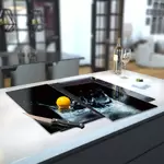 Glass Hob Cover / Chopping Board in Lake Splash - 60cm Wide x 52cm High