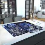 Glass Hob Cover / Chopping Board in Liquid Galaxy - 60cm Wide x 52cm High