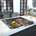 Glass Hob Cover / Chopping Board in Liquid Gold - 60cm Wide x 52cm High
