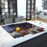 Glass Hob Cover / Chopping Board in Manhatten Skyline - 60cm Wide x 52cm High