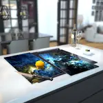 Glass Hob Cover / Chopping Board in Perfect Storm - 60cm Wide x 52cm High