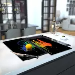 Glass Hob Cover / Chopping Board in 'Pride' London on Black - 60cm Wide x 52cm High