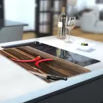 Glass Hob Cover / Chopping Board in 2 Chillies On Chopping Board - 30cm Wide x 52cm High