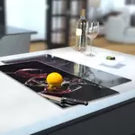 Glass Hob Cover / Chopping Board in 3 Glasses Of Wine - 30cm Wide x 52cm High