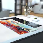 Glass Hob Cover / Chopping Board in Abstract Sky - 30cm Wide x 52cm High