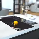 Glass Hob Cover / Chopping Board in Black Coffee Cup - 30cm Wide x 52cm High
