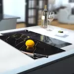 Glass Hob Cover / Chopping Board in Black Gold Vein - 30cm Wide x 52cm High