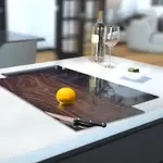 Glass Hob Cover / Chopping Board in Black Walnut - 30cm Wide x 52cm High