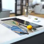 Glass Hob Cover / Chopping Board in Blue Green - 30cm Wide x 52cm High