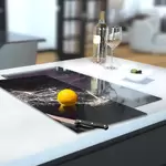 Glass Hob Cover / Chopping Board in Champagne Toast - 30cm Wide x 52cm High
