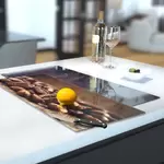 Glass Hob Cover / Chopping Board in Coffee Beans - 30cm Wide x 52cm High
